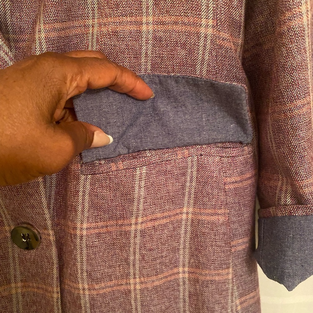 Zara Pink Plaid Double-Breasted Blazer - Picture 2 of 12